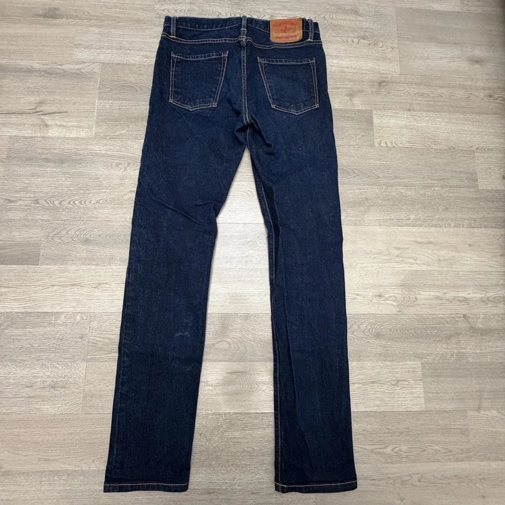 Flint & Tinder 365 Jeans Mens 31x33 Slim Blue White Oak Cone Denim Dark Wash